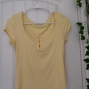 Yellow Ribbed Women Top